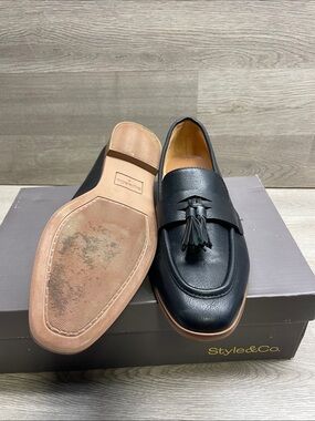 Style & Co. Black Leather Tassel Slip-On Loafers #713